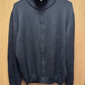 Hugo Boss BOSS Men’s XL Full Zip Knit Sweater Black Mock Neck Regular Fit